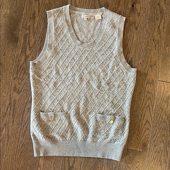 Bobby Jones 100 % cashmere gray diamond pattern sweater vest with pockets XS - Picture 1 of 5